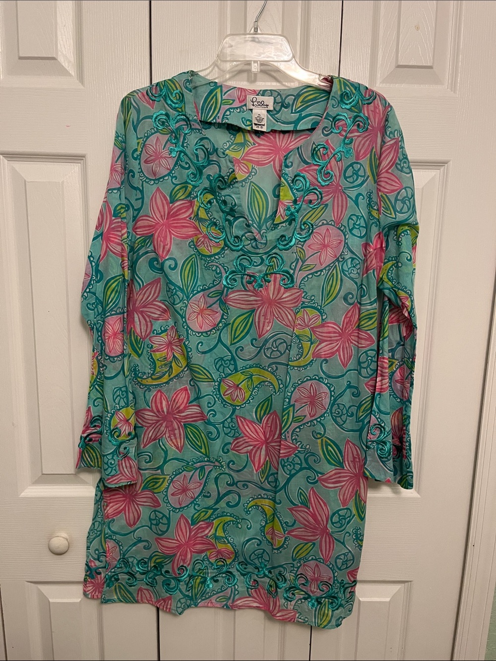 Lilly Pulitzer Teal Floral Shift with Pink & Green Accents